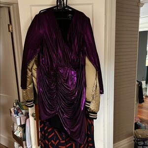 Purple Satin Ruched Dress